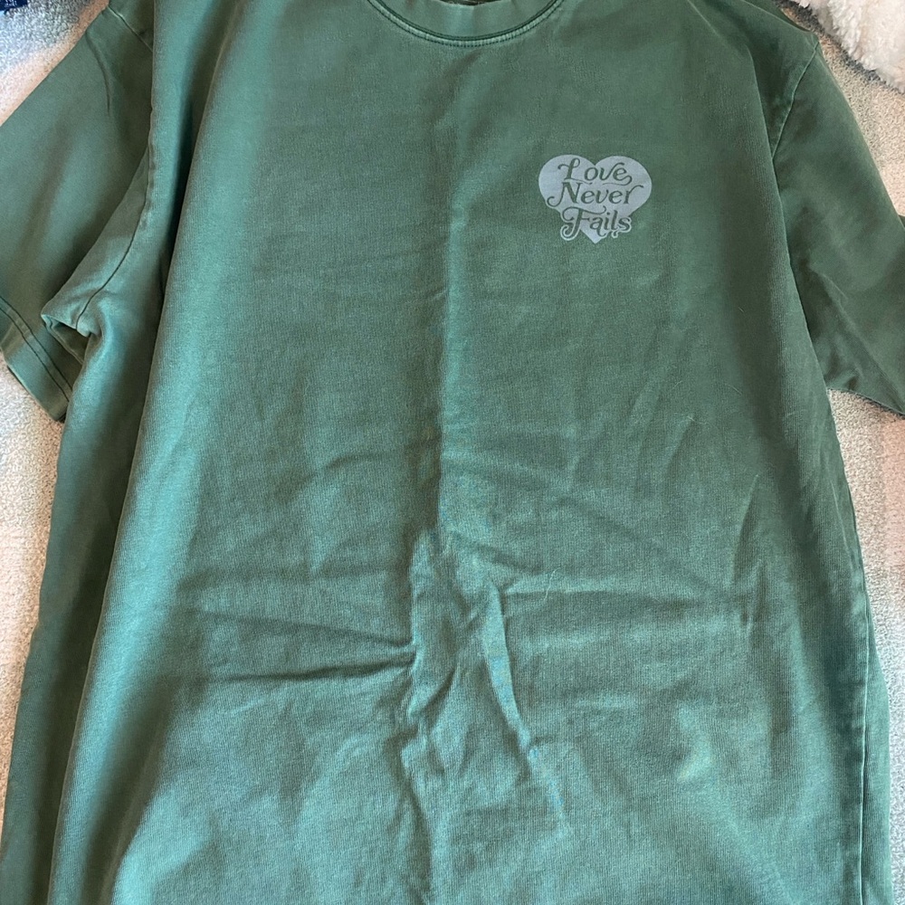 Women's Green Short Sleeve Tee with Heart Design
